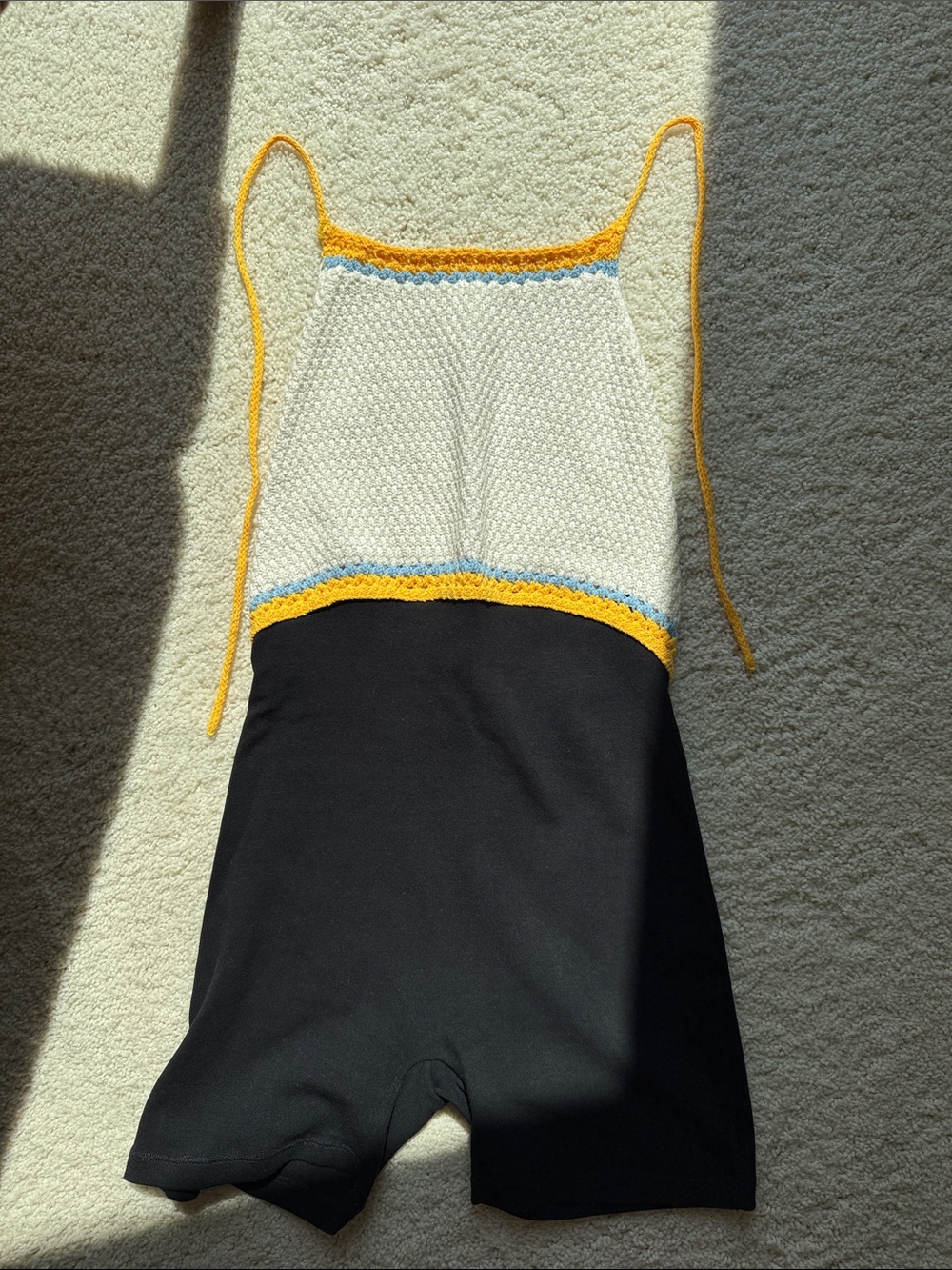 ZARA Backless Knit Romper in Black & Yellow